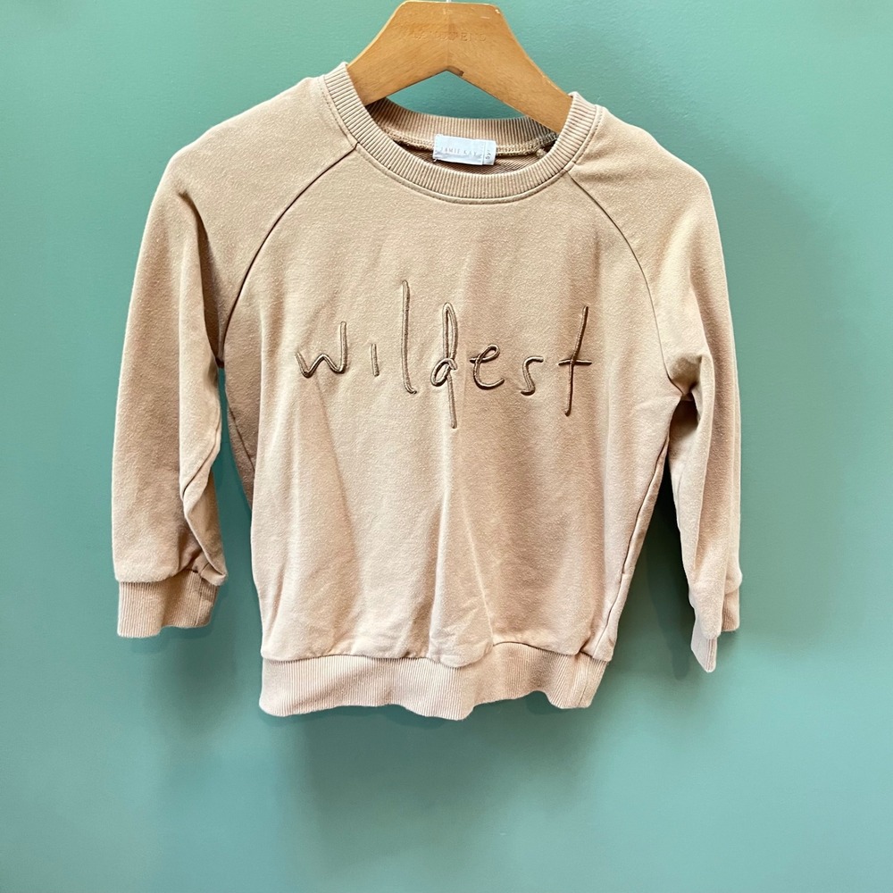 Jamie Kay Kids Tan Wildest Embroidered Organic Cotton Raglan Sweatshirt Size 5Y